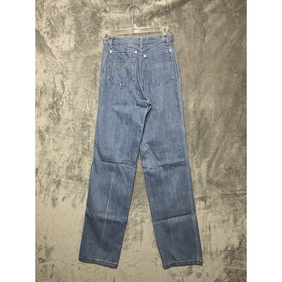 Vintage Zanzara Blue High Rise Flare Leg Jeans Size 6 80'S Hippy Western 25X32 - Picture 10 of 13